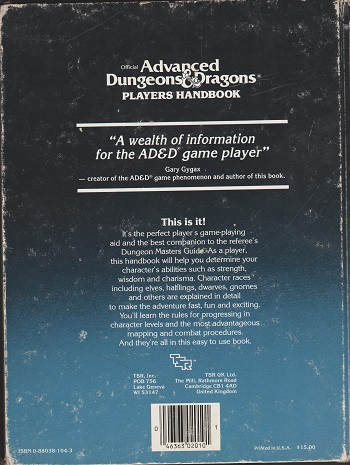 AD&D 1st Edition Player’s Handbook | Vintage TSR D&D Book - Dungeons ...